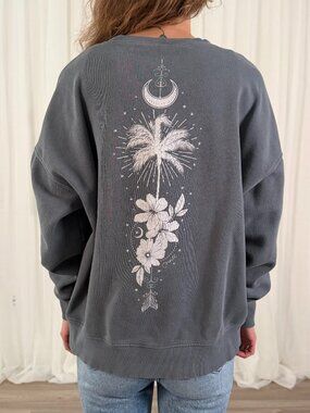O'Neill Blue Gray Celestial Floral Graphic Sweatshirt Size Small